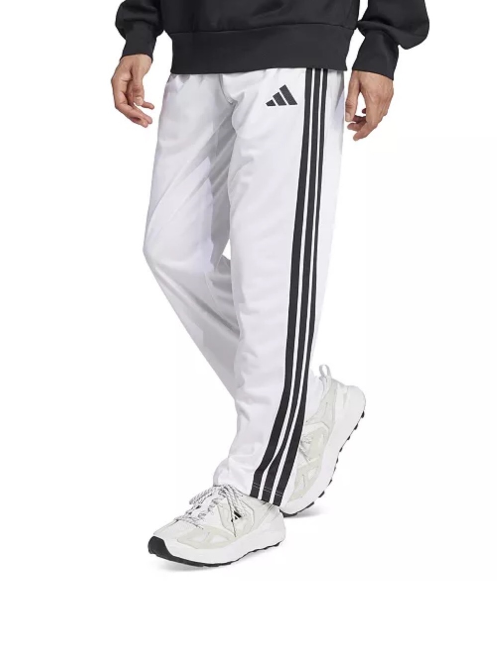 adidas White Jogger Pants with Black Side Stripes